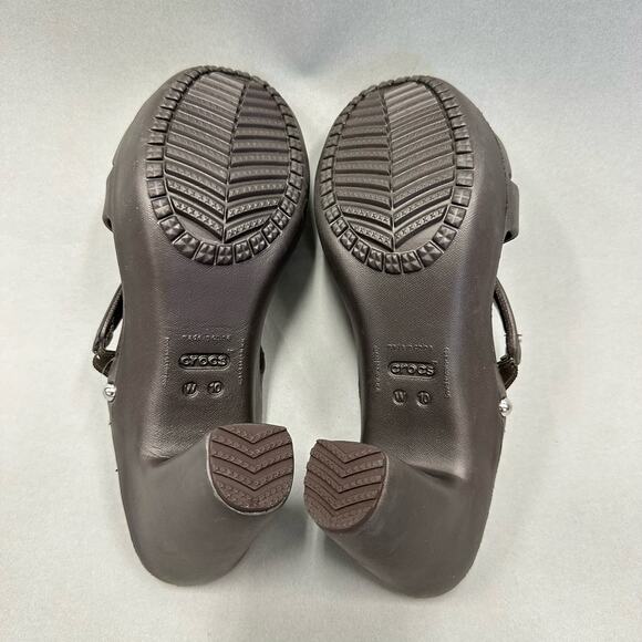CROCS Cyprus IV Heel Brown Mushroom Brown Sandals Rubber Jelly Womens Size 10 - Picture 13 of 14